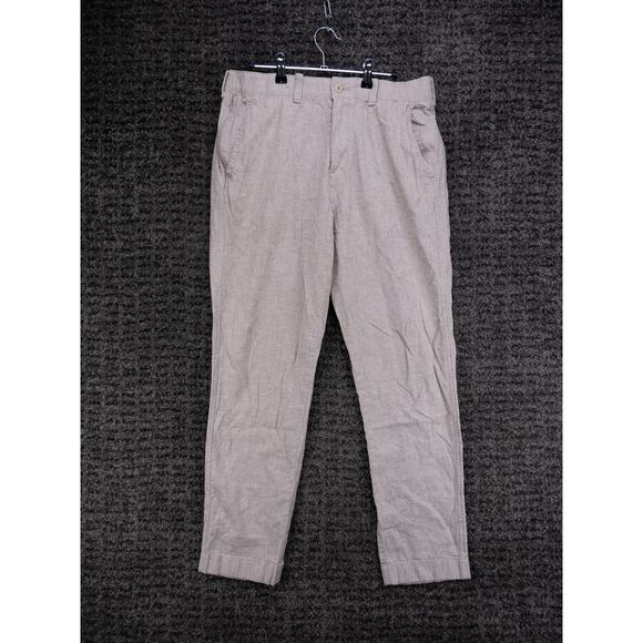 Abercrombie & Fitch Pants Mens 32x30 (Tag 34x32) Oatmeal Cotton Linen Stretch - Picture 1 of 13